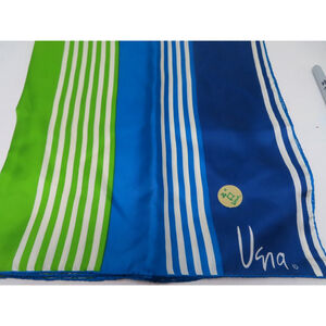 VERA NEUMANN 26" Square Scarf Blue Green Vintage ’70s